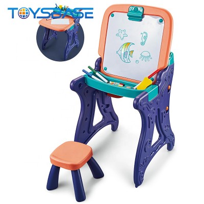 Learning Painting Board Toy With Chair 2-In-1 Children Drawing Desk