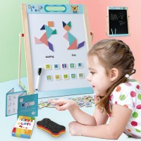 Hot Selling kids Education Toy 2 In 1 Erasable Magnetic Wooden Drawing Board