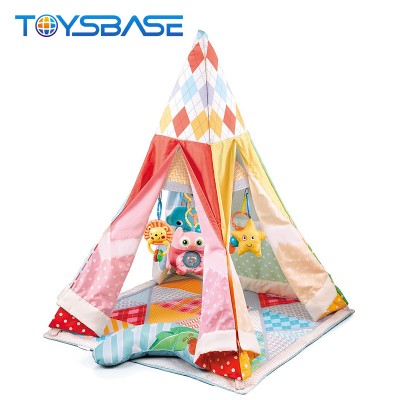 Tower Shape Tent With Pillow Rattle Sleep Kids Portable Play Tent